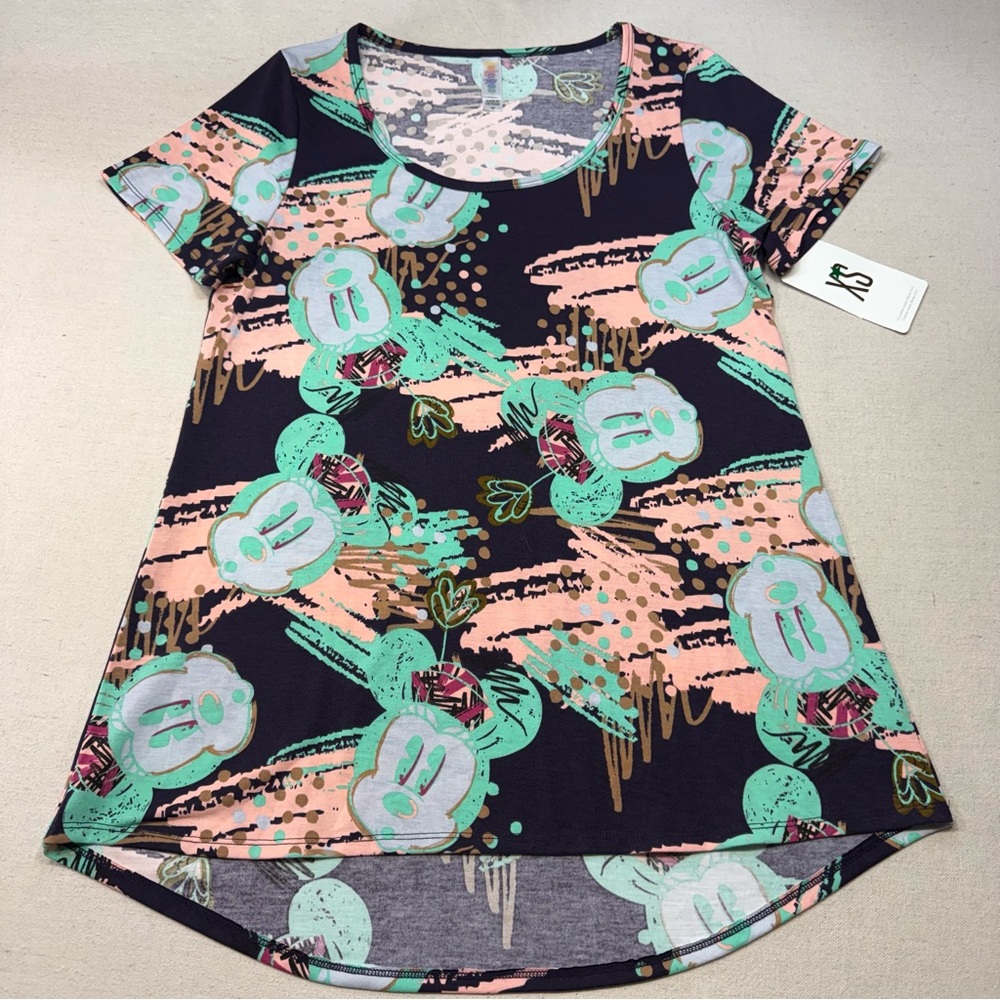 🤠 3/$20 Disney LuLaRoe Classic Top Pink & Green Design - Size XS - NWT - Picture 6 of 14